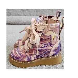 Steve Madden Combat Boots Moto Platform Purple Swirl Side Zip Toddler GIrl‎ 5